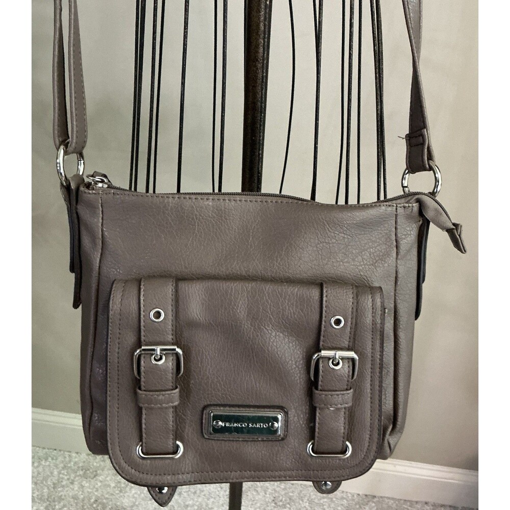 Franco Sarto Brown Faux Leather Buckle Handbag Purse EUC